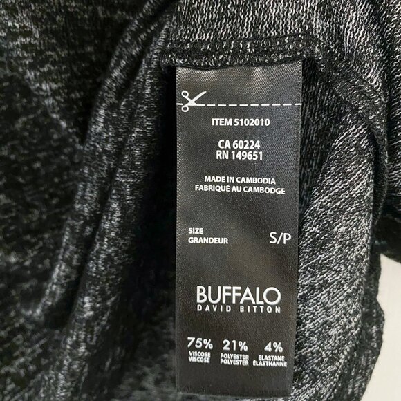 Buffalo David Bitton Womens Ribbed Sleeve Top - Black/Grey - Picture 2 of 9
